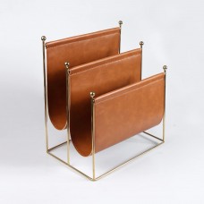 Leather Magazine Holder Rack