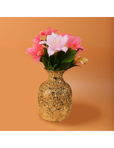 Metallic Gold Oval Flower Vase